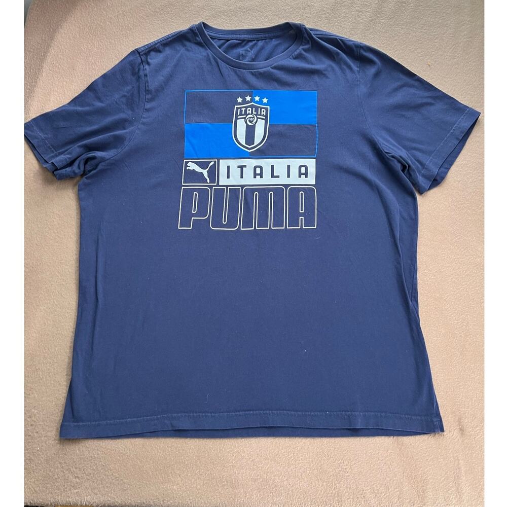 Puma Men's National Team FIGC Azzuri Ftblcore  Blue Soccar Fan T-Shirt XL